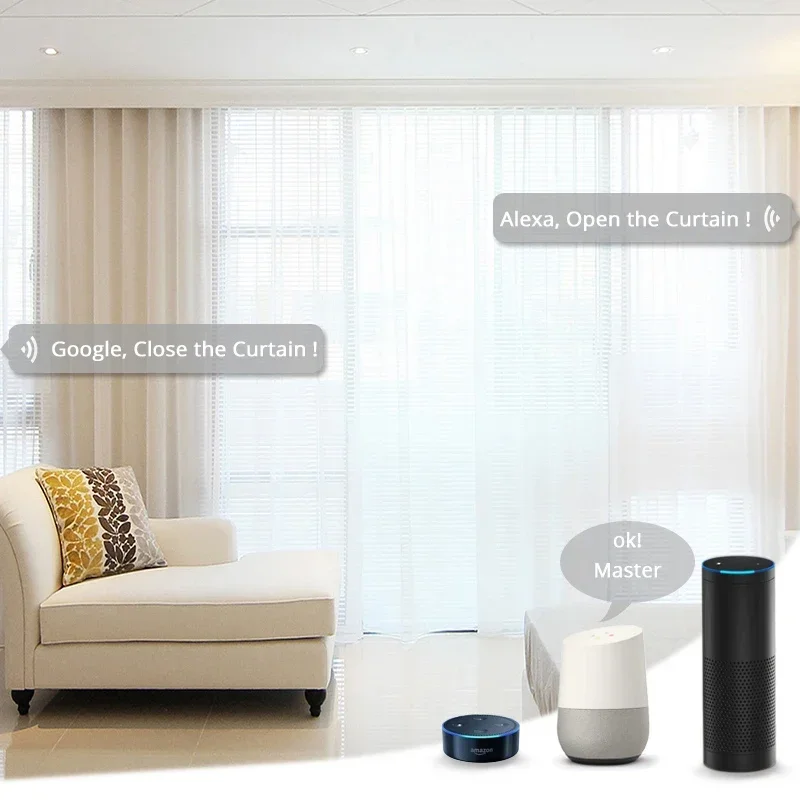 Wifi Smart Automatic Curtain Control System Smart life Motorized APP remote voice control Curtain motor track rail Customized