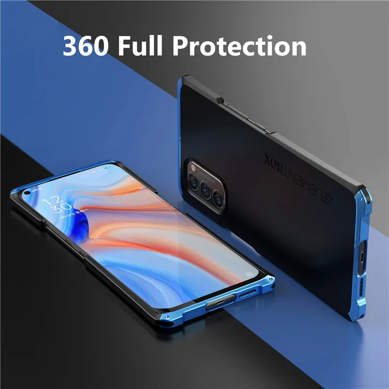 Shockproof Metal Case For Oppo Reno 7 6 5 5k 4 Pro Se Case Luxury Aluminum Hard Pc Full Cover Coque For Reno 4 Funda Phone Case