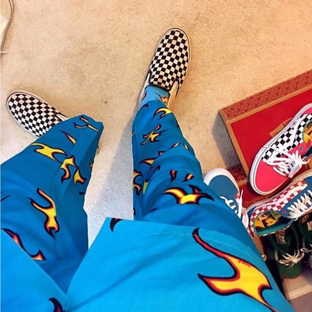 

New BLUE FIER Blue Flame Fashion Pajamas Casual Flame Printing Trendy Long Pants Autumn Winter Hip Hop Street Trousers Kid/Adult