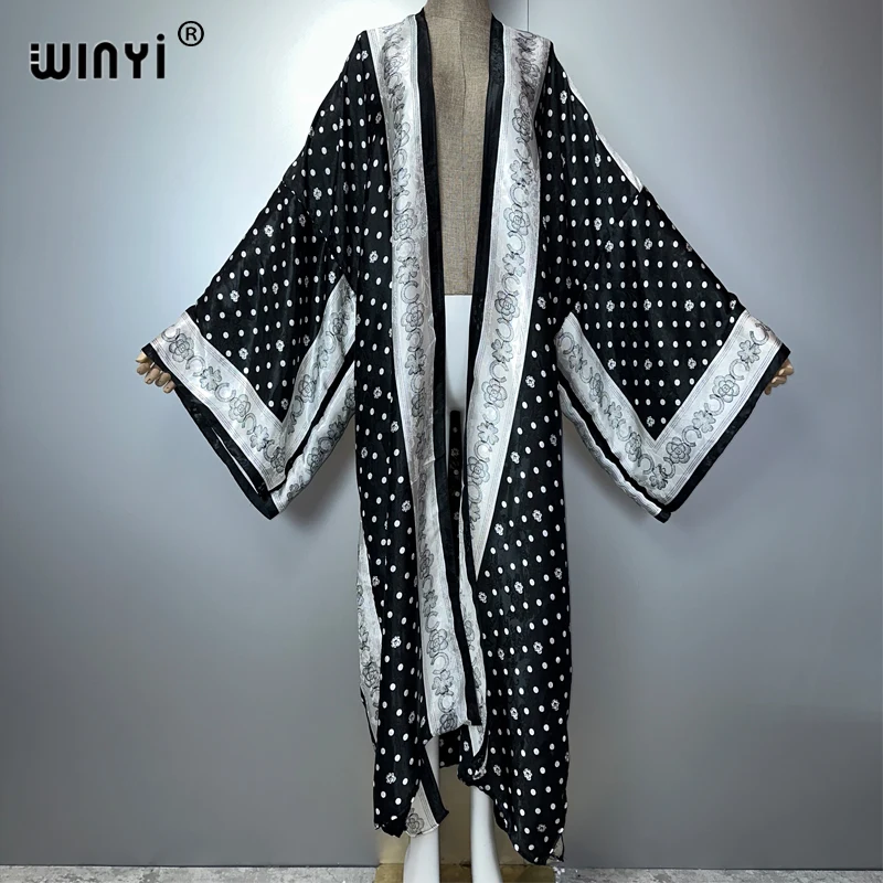 WINYI África boho estampado kimonos vestidos largos para mujer cárdigans trajes de playa caftán playa cubrir vestido de fiesta maxi abrigo
