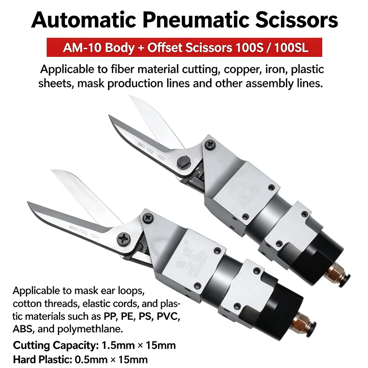 Pneumatic Air Nippers Scissors - Cutting Tool for Plastic Fabric Ear Mask Elastic Rope - Durable Industrial Grade Tool