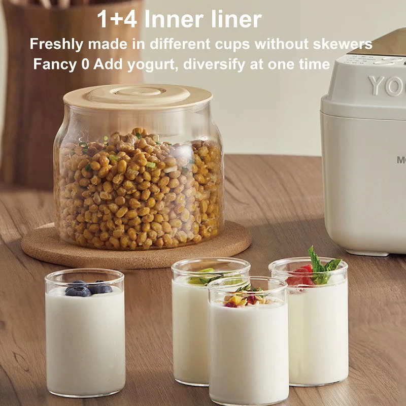 자동 요구르트 메이커 홈 독립형 4 컵 요구르트 다기능 막걸리 과일 식초 일정한 온도 발효기 기계