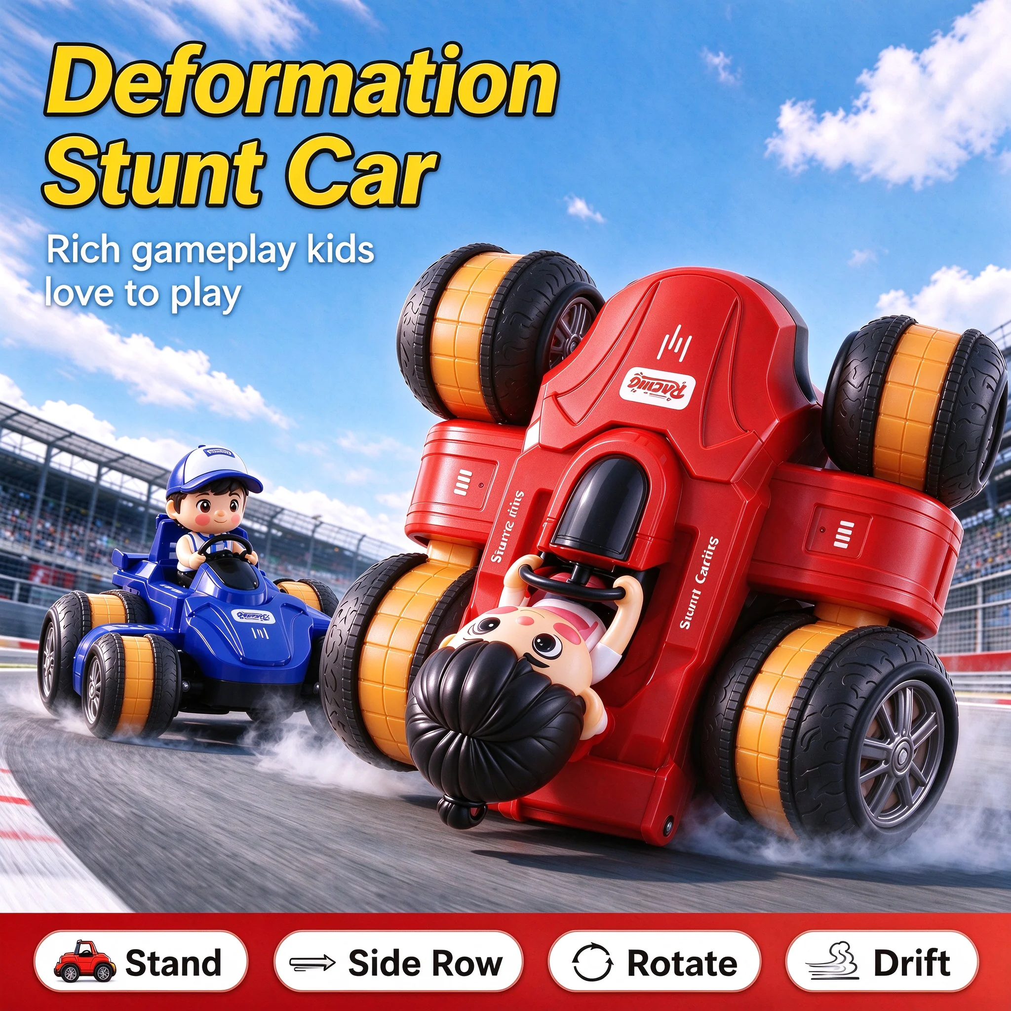 Remote Control Cars 2.4GHz Rc Stunt Cars for Kids 360°Rotating Double Sided Parent-child Racing Game for Boys Kids Outdoor Toys