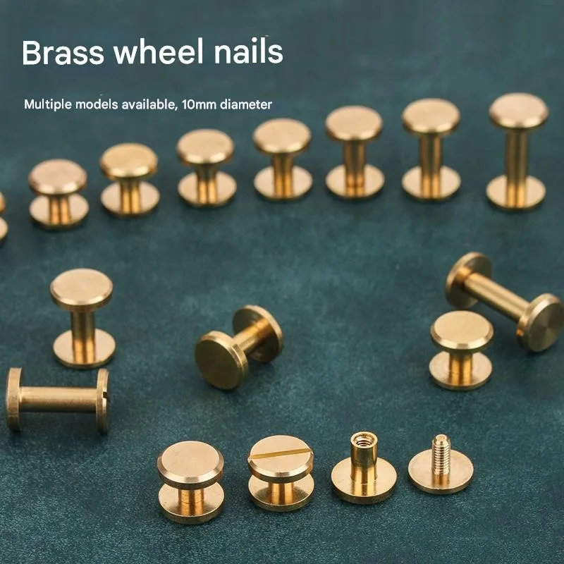 100 Sets Screws 10mm Slotted Binding Post Screw Bolts Rivets Brass Fasteners Connectors for Leather Belt Scrapbook Photo Albums