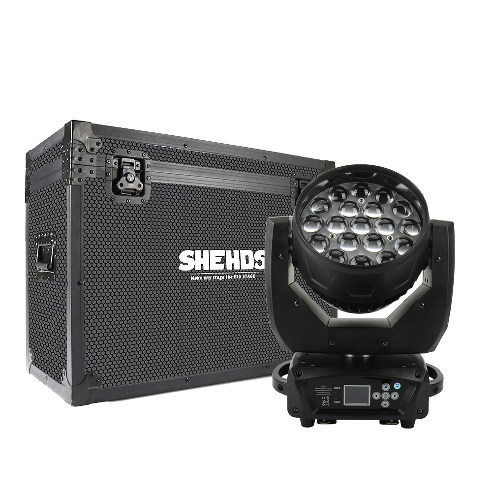 SHEHDS LED Beam+Wash 19x15W RGBW Zoom Lighting Beam 230W 7R With Flight Case DJ Projector Disco Ball Party Stage Equipment