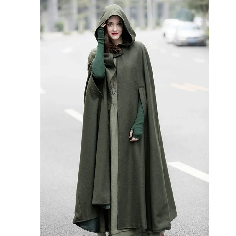 Cosplay vintage medieval gótico com capuz capa fina casaco feminino vampiro diabo creed capas pirata roupões dia das bruxas