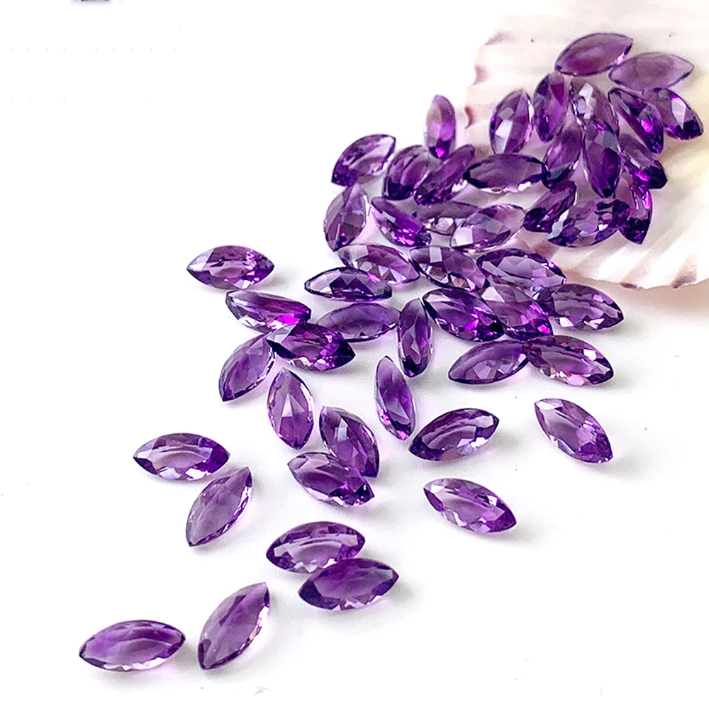 Natural Amethyst 20pcs lot Marquise Facet Cut 4x8-6x12mm Eye Clean Gemstones For Jewelry Making