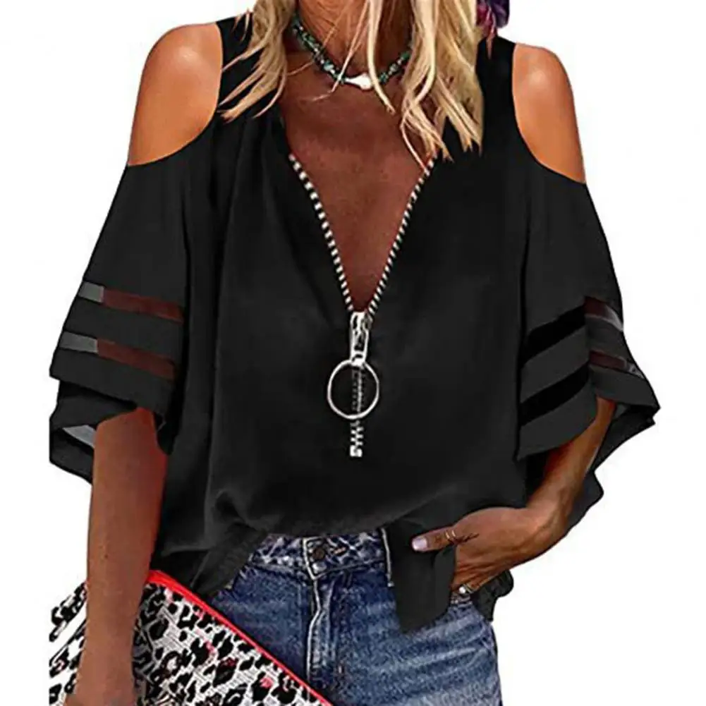 Pure Color T-Shirts Women Off Shoulder Tops Sexy Flare Sleeve V Neck Tshirts Women Summer Tees femme tshirts футболка женская