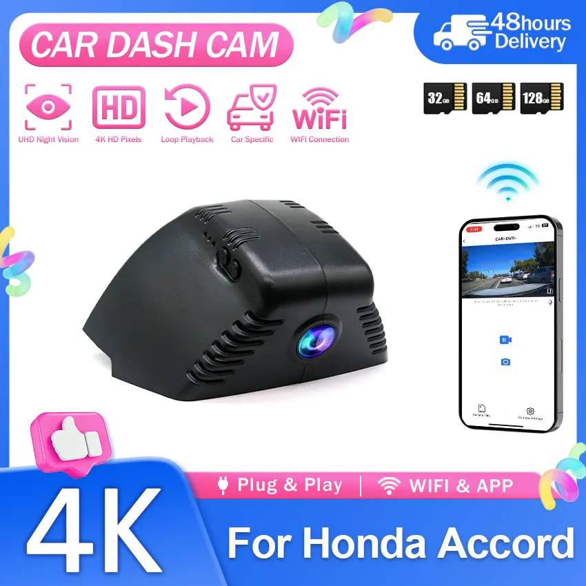 For Honda Accord 11th Gen 2023-2026 4K Dash Cam Original Style DVR Camera with Night Vision Loop Recording