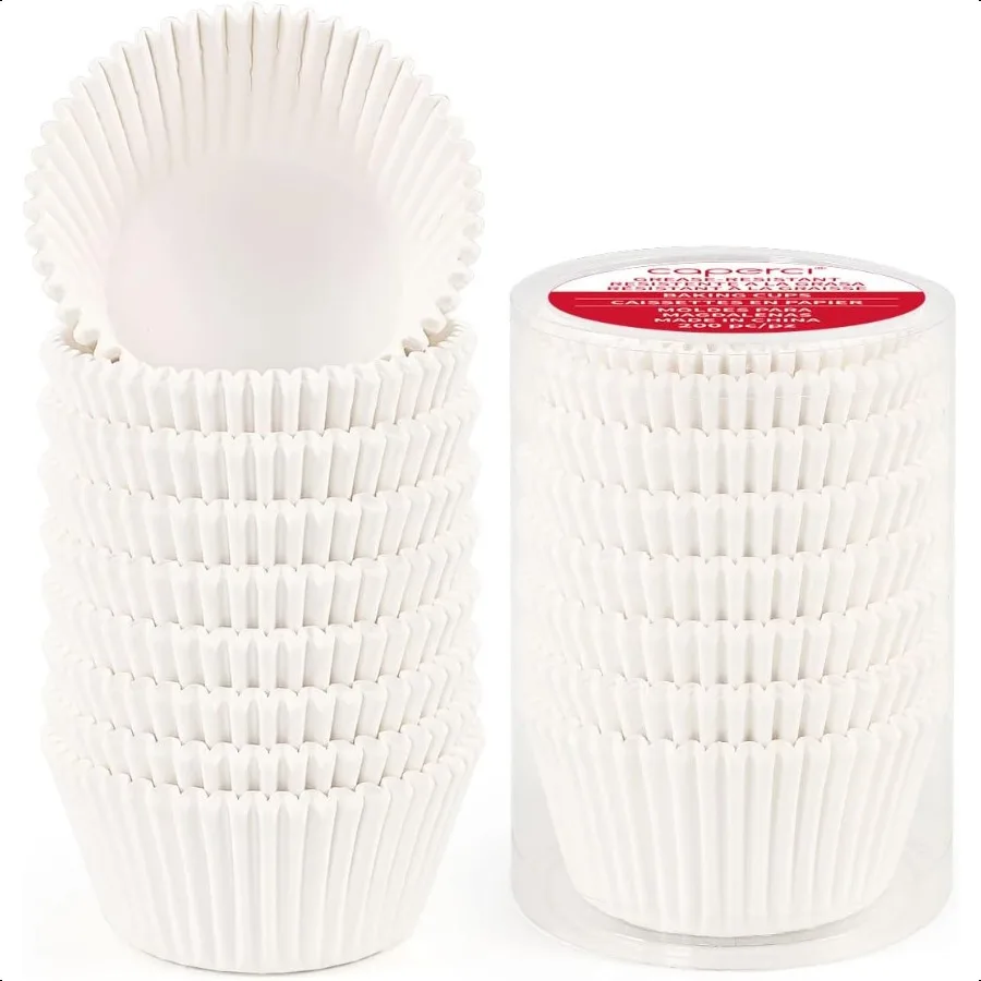 

Standard White Cupcake Liners for Baking 200 Counts Greaseproof Muffin Baking Cups for Wedding Birthday Party Shower Festivals