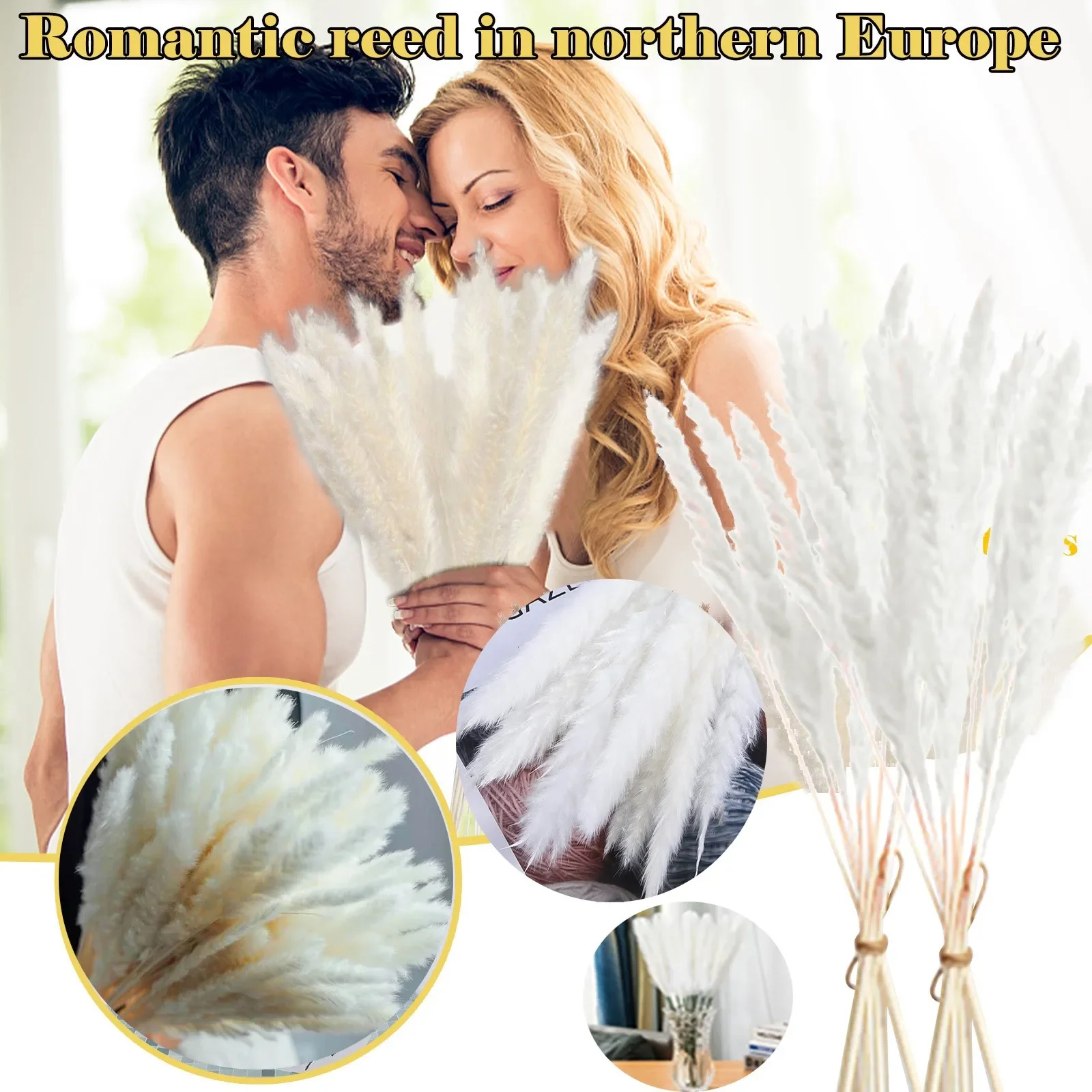 pampas grass 50pcs Dried Flowers Home Decoration Vases Wedding Bouquet Boho Decoration Branches Artificial Flowers Fake Flowers