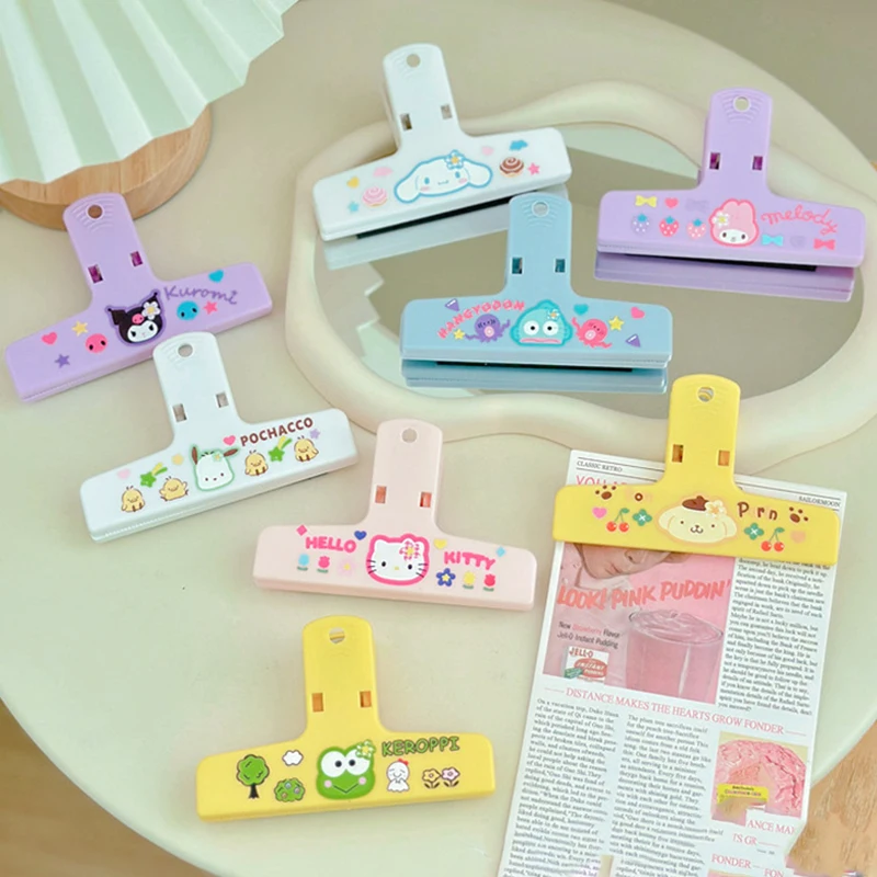 Sanrios Hellokittys Kuromi Magnetic Memo Clip for Paper Notes Book Clip Holder for Bills Stationery Supplies for Office School