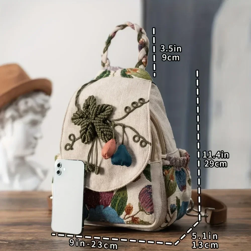 Handmade Backpack Vintage Ethnic School Bag for Adults Students  Retro Bohemian Daypack Lightweight Casual Women Kids Knapsack