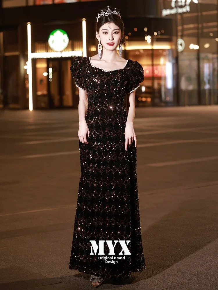 

Элегантное вечернее платье Ele Bla для женщин, роскошное, блестящее, для торжественных мероприятий и новогодних церемоний, длинное.