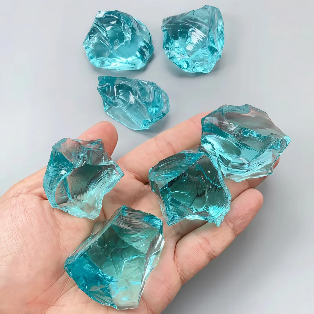 Light Blue glass And Light Blue Glazed, Fish Tank Fillers, Flower Pot Fish Tank Decorative Stones, Decoration, Garden
