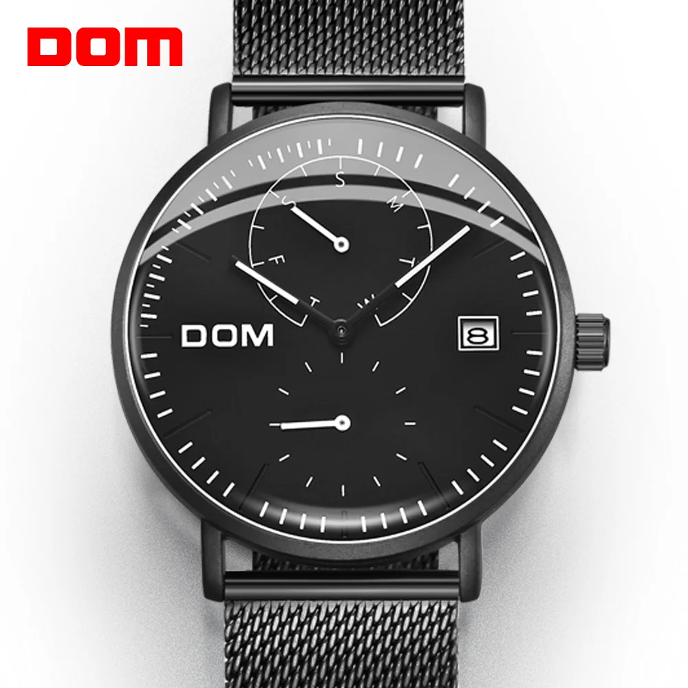 

DOM Fashion Watch Men Waterproof Slim Mesh Strap Minimalist Wrist Watches For Men Quartz Sports Watch Clock M-435