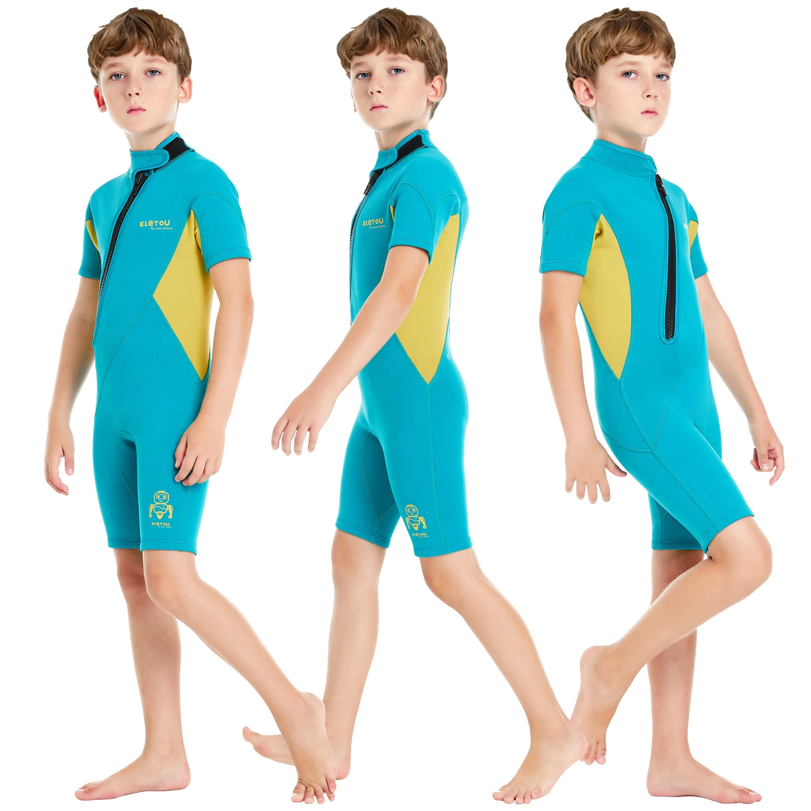 Children's Jellyfish Suits Short Sleeve One-Piece Neoprene Wetsuits Girls Boys Scuba Freediving Surfing Swimming Diving Suits