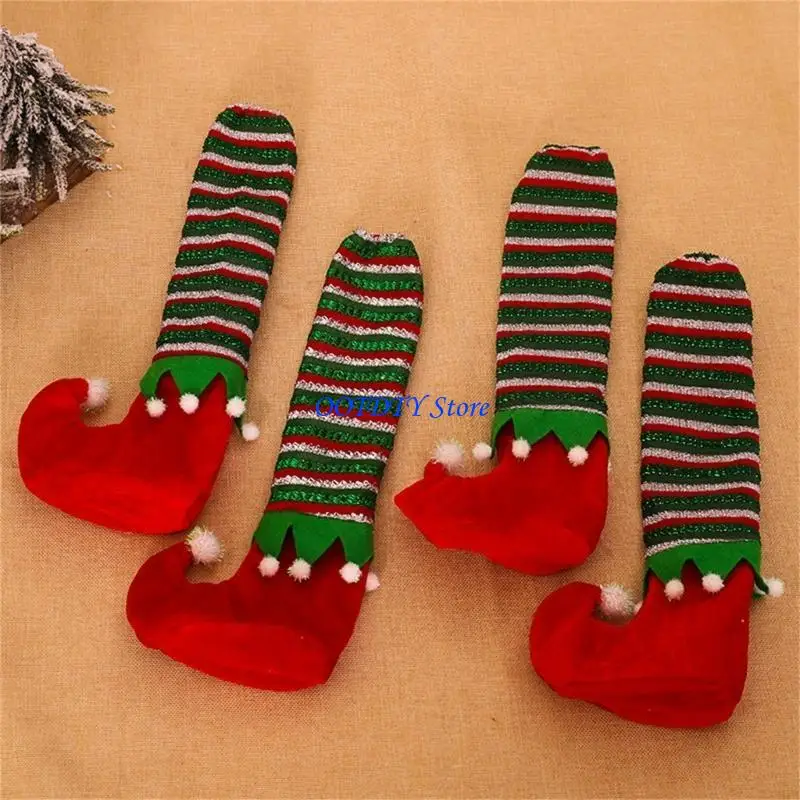 367A Christmas Elf Table Leg Covers Chair Foot Covers Enhances the Holiday Spirit in Your Living Space
