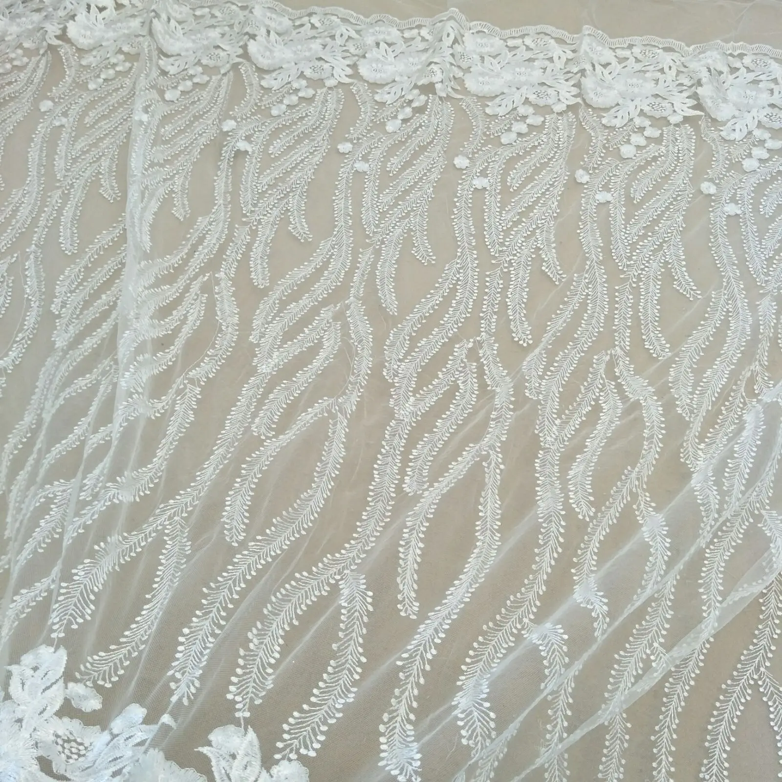 Robe de mariée en dentelle ivoire, tissu de 130cm de largeur, vente au mètre