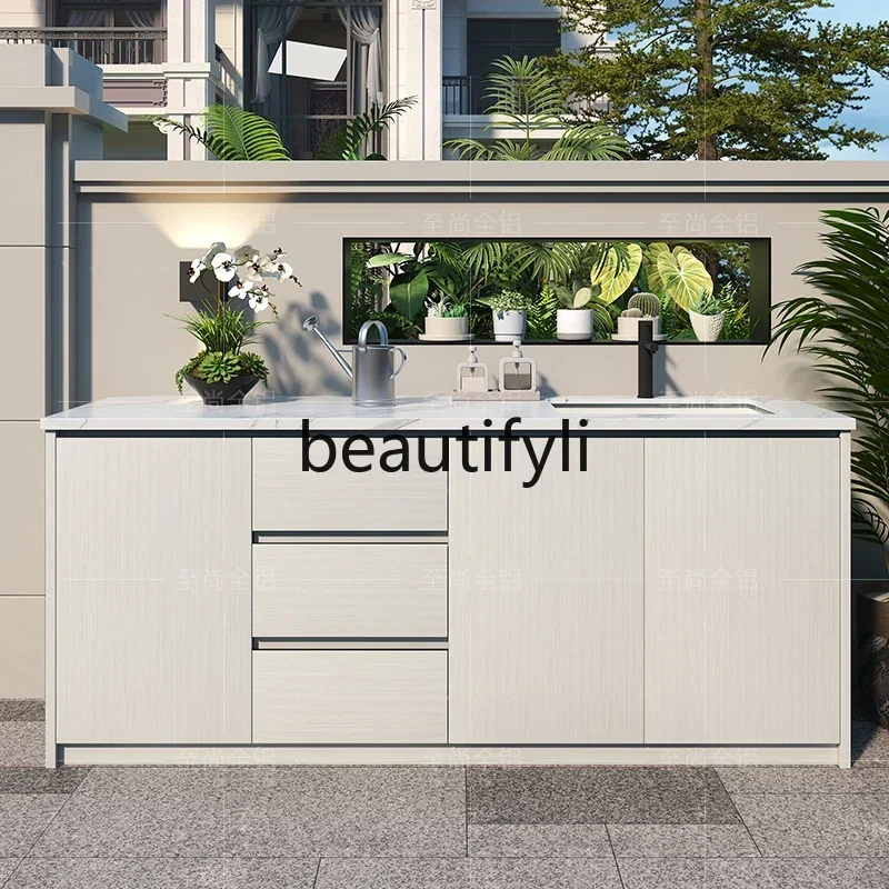 

ss K178 ss25 Outdoor courtyard balcony waterproof and sunscreen aluminum alloy sink integrated wash basin cabinet combined bathr