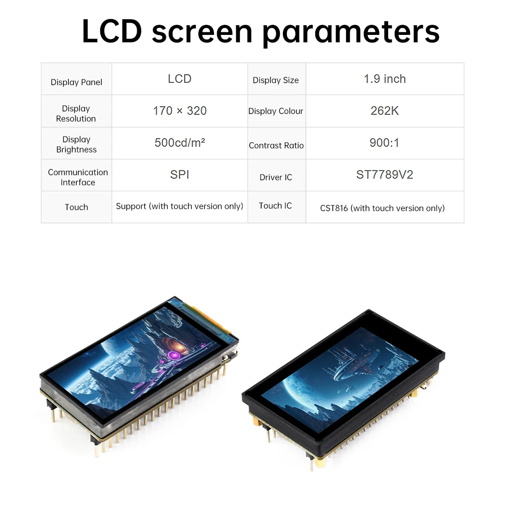 Placa de desarrollo IoT ESP32-C6 WiFi 6 Bluetooth 5,0 pantalla LCD integrada de 1,9 pulgadas 160MHz ESP32-C6 placa de demostración de procesador de RISC-V