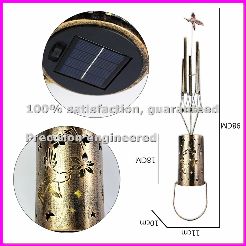 

Solar Lanterns Outdoor Hummingbird Solar Wind Chimes Memorial Gift with Solar Lantern Garden Decor Hanging Solar Lights-ANKL