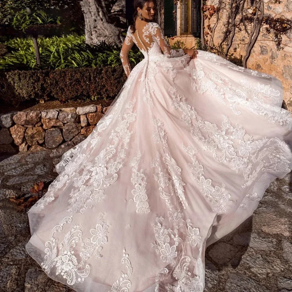 2024 Luxury A Line Sweetheart Wedding Dresses Long Sleeve Bridal GownHigh Quality Custom Women Clothing Vestido De Novias