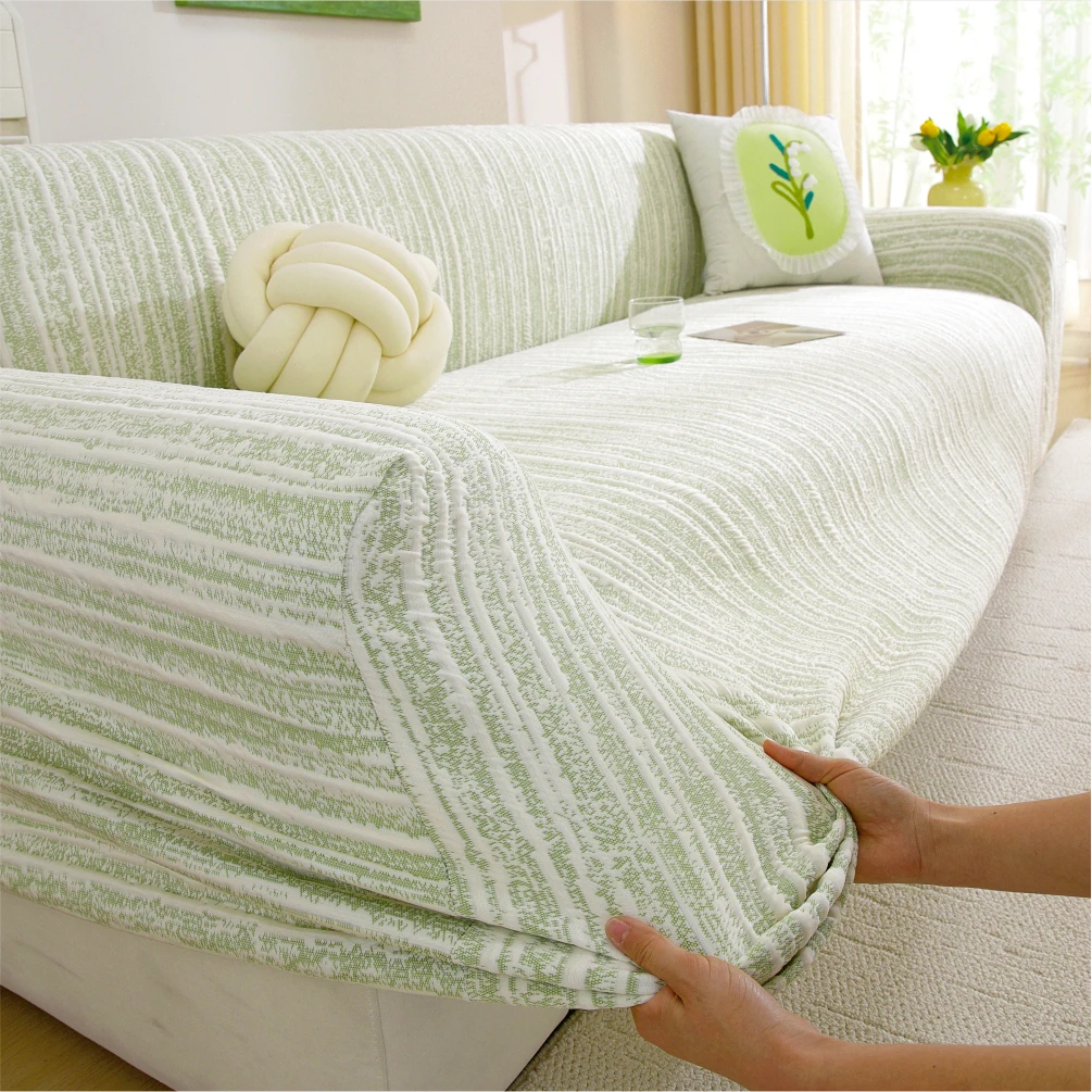 Summer Cool Touch Sofa Slipcover Breathable Anti‑Slip Machine Washable Elastic Furniture Protector for Living Room