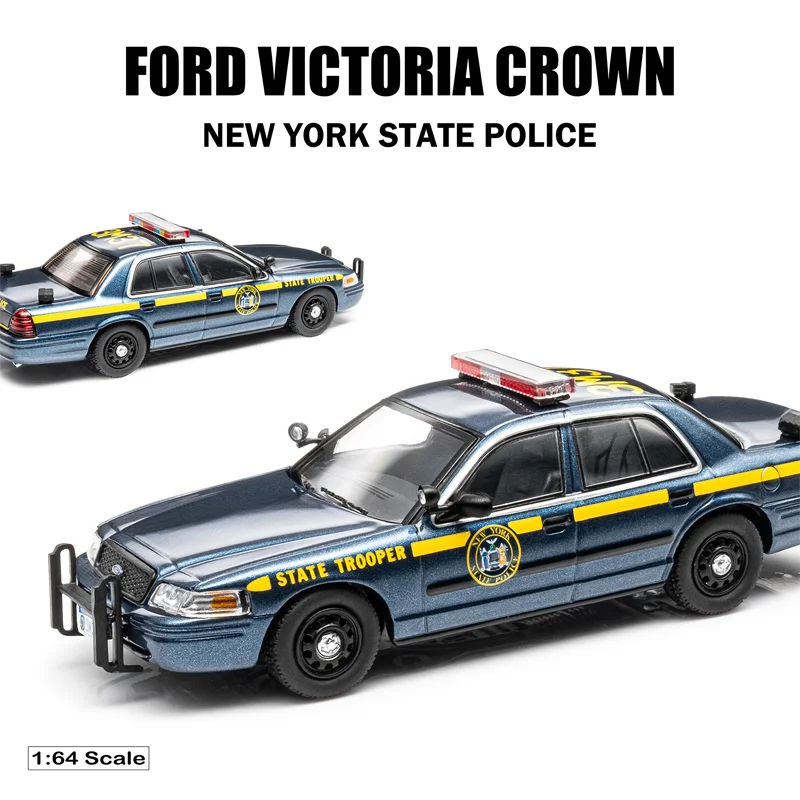 Rollin 1/64 FORD VICTORIA CROWN NEW YORK STATE POLICE aleación de juguete vehículo de Motor Diecast Metal modelo regalos