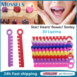200PCS Dental Orthodontic Elastic Ligature Ties for Teeth Braces Heart Flower Cartoon Dentist Rubber Bands Elastomeric Rings