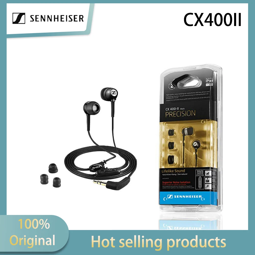 Sennheiser CX400II precision in ear headphones with bass stereo dynamic 3.5mm high toughness fiber protection high sound quality