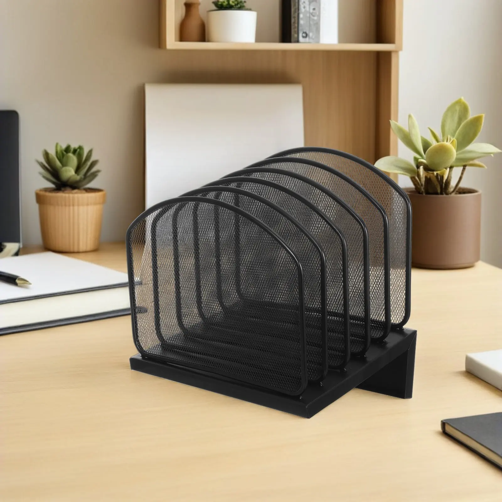 

Desk File Organizer Upright Mesh Multi-Sections Document Holder for Home Office Classroom Desktop Paper Sorter File Rack