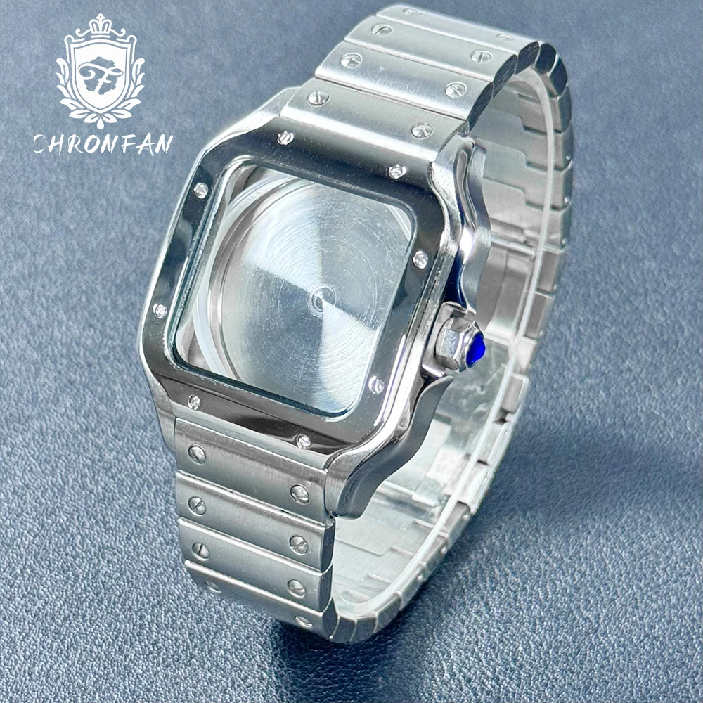for Santos Square Watch Case NH35 38mm 316L Stainless steel SKX Watch Accessories Parts for NH35 4R35 NH36 4R36 Movements image 3