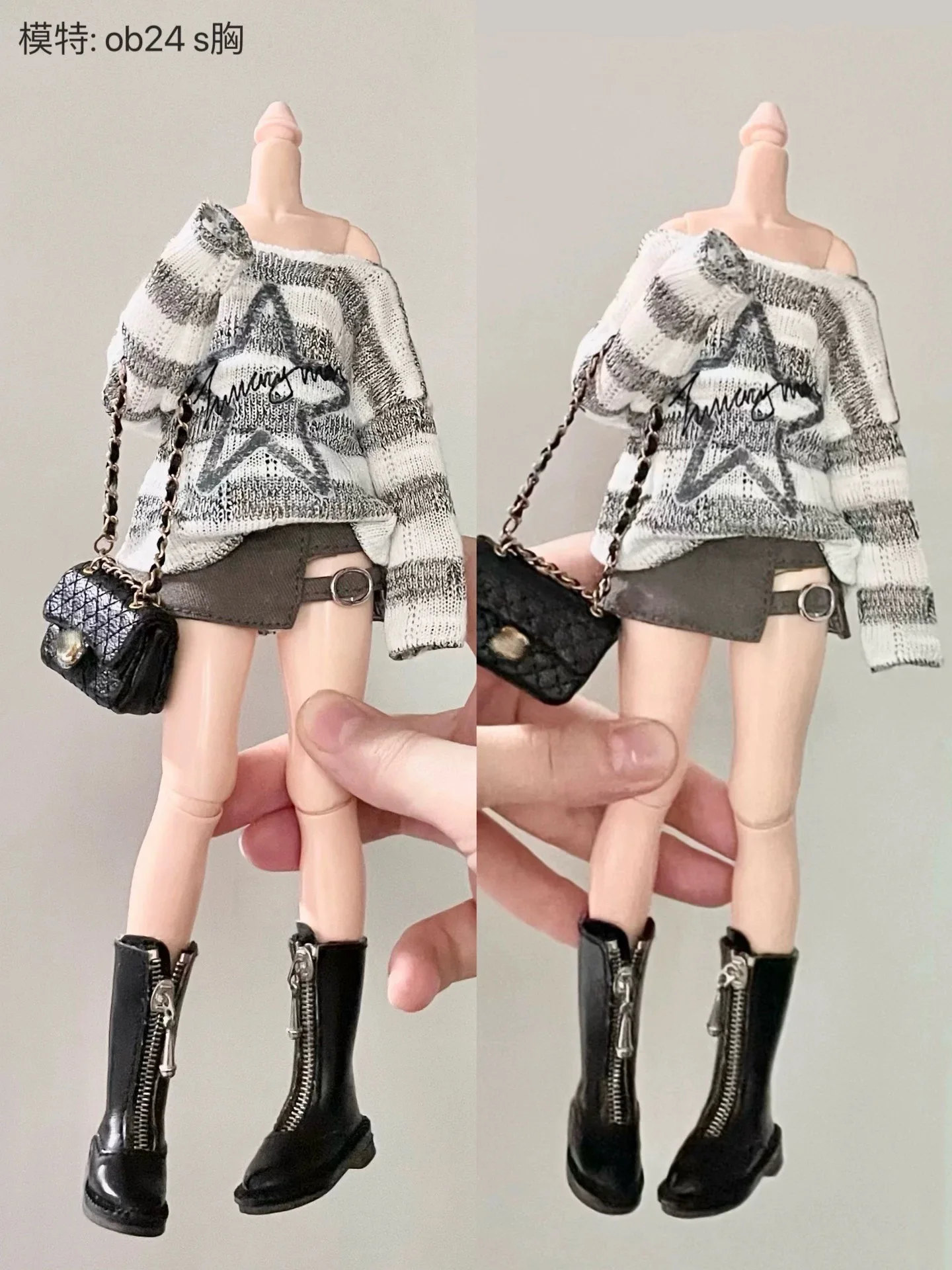 

ICY DBS Blyth Doll Clothe Spice Girls Модный полосатый вязаный топ + юбка со звездами для 19 суставов OB24 Azone Blyth Doll Повседневное платье