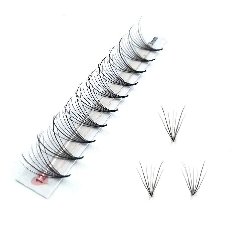 Pre fanned Wispy Eyelash Extension บาง Pointy ฐาน 7D รัสเซีย V รูปร่างขนตา Hybrid พัดลม Faux Mink Wispy Lash