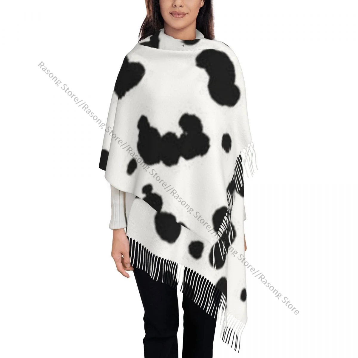 Tassel Scarf Large 196*68cm Pashmina Winter Warm Shawl Wrap Bufanda Female Dalmatian Print Cashmere Scarves