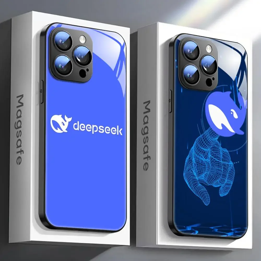 

TGG Ai Deepseek крутой чехол для телефона для iPhone 16, 15, 14, 13, 12, 11 X XR XS 8 Plus Mini Pro Max, стеклянный магнитный чехол