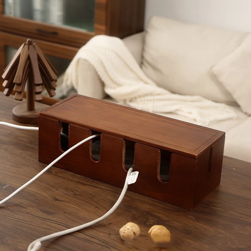 

Environmentally friendly wooden panel storage box - Desktop cable organization and storage set - High-end router management syst