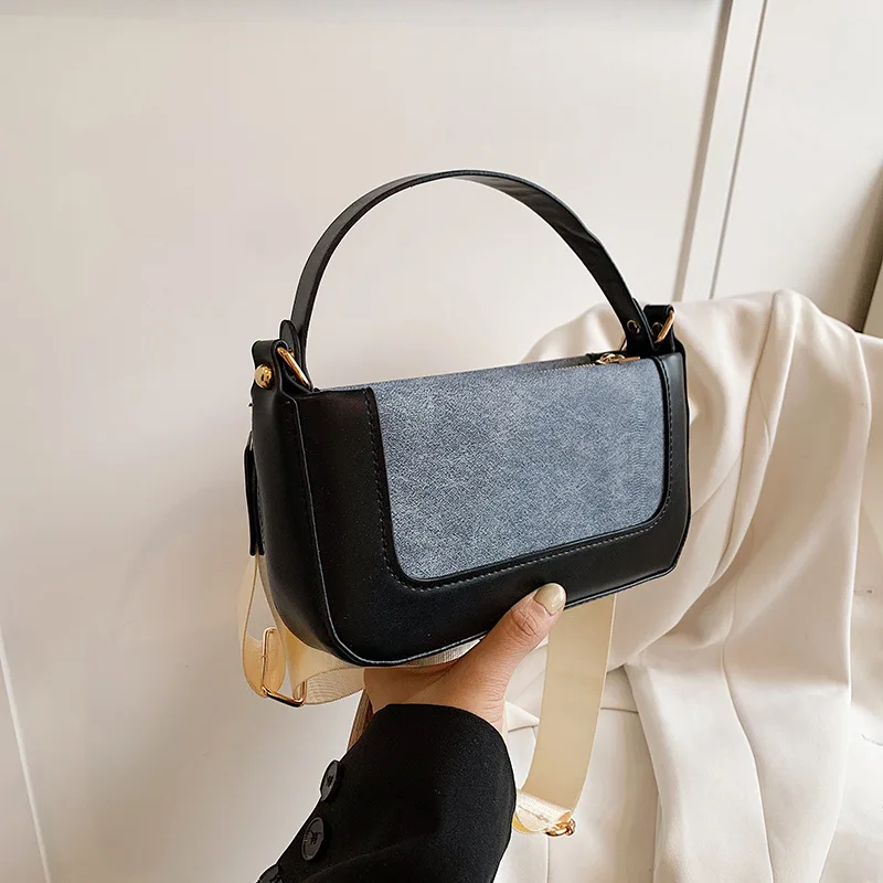 

Bag Simple Flip-top Women Color-blocking Crossbody Shoulder Underarm Small Square Bag Splicing Fashionable Personality