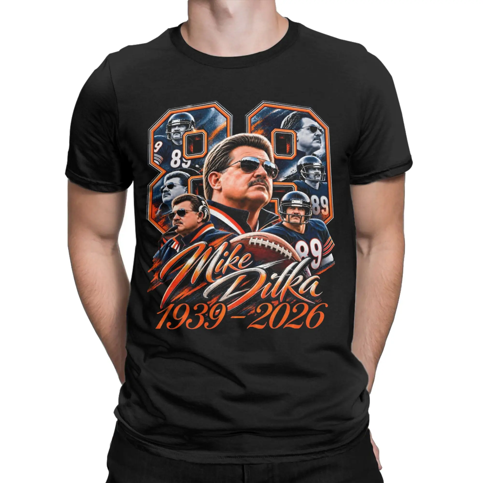 Mike Ditka 1939-2026 Legend Football T-Shirt for Men Women  Leisure Cotton Tees O Neck Short Sleeve T Shirt Party Clothes