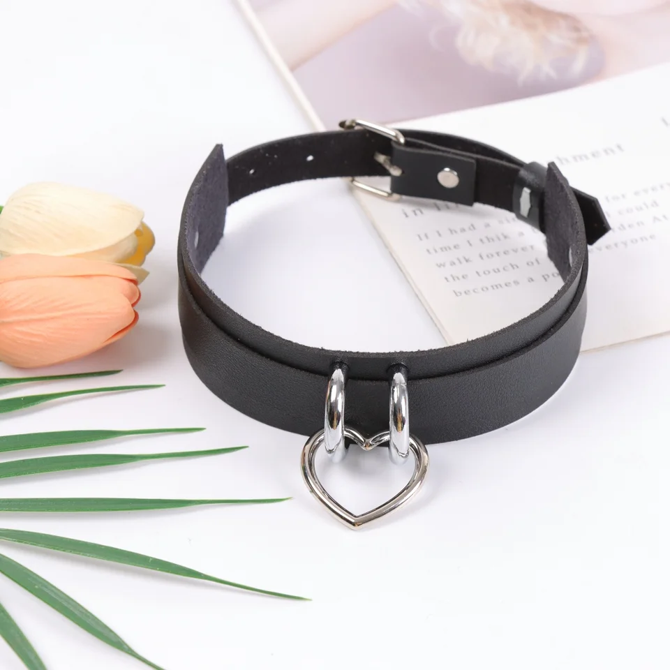 UYEE Punk Spike Metal Collar YK2 Girls Leather Harness Choker