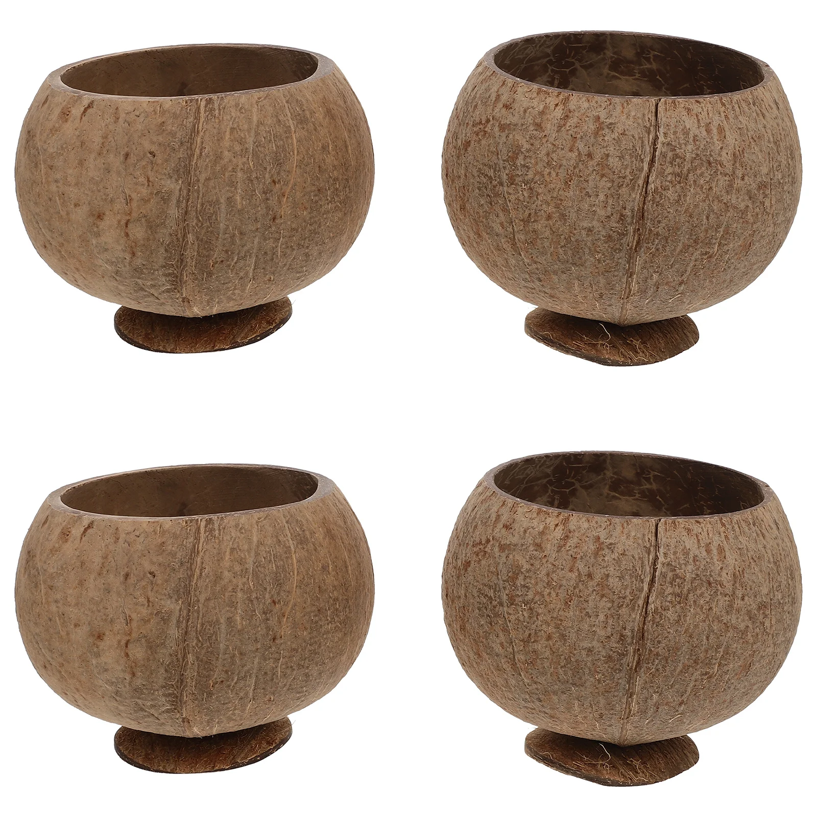 

4Pcs Coconut Shell Bowls Luau Party Supplies Exotic Home Decoration Fruit Nuts Storage Coconut Cups Luau Party Supplies
