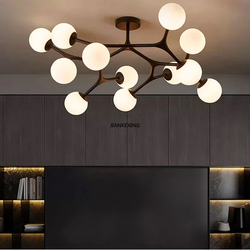 

New Glass Ball Ceiling Chandelier for Dining Living Room Center Table Bedroom Pendant Lamp House Decor Luster Lighting Fixture