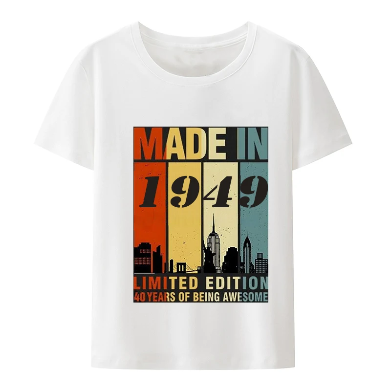 Make In 1949  Birthday Gift T-Shirt  Classic T Shirts for 74th 74 Year Olds Father and Mother  Short Sleeve  Graphic Tshirts