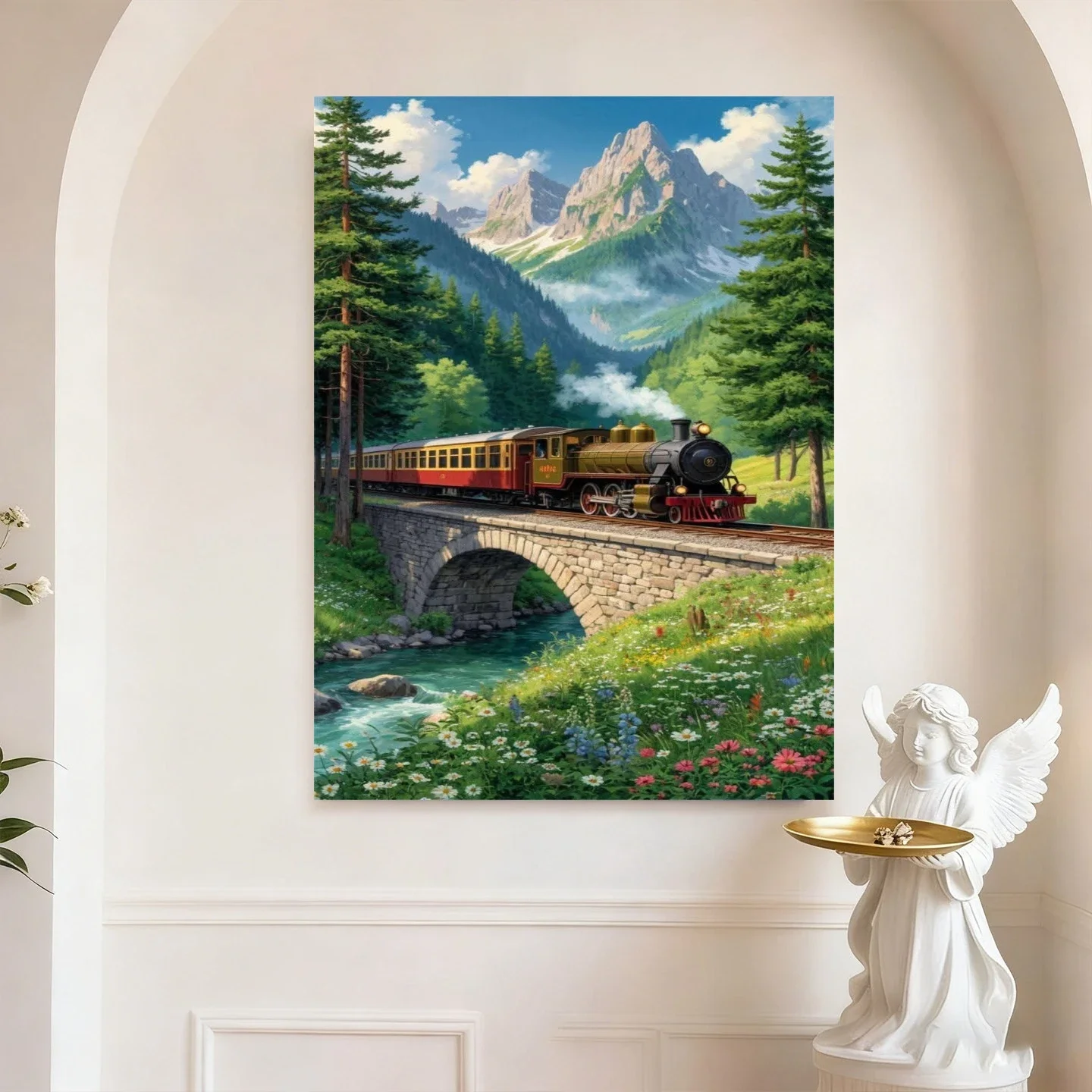 Jigsaw Puzzles Steam Train Mountain Bridge 500/1000/1200/2000 PCS Modern Wall Decor for Living Room Bedroom Gift No Frame