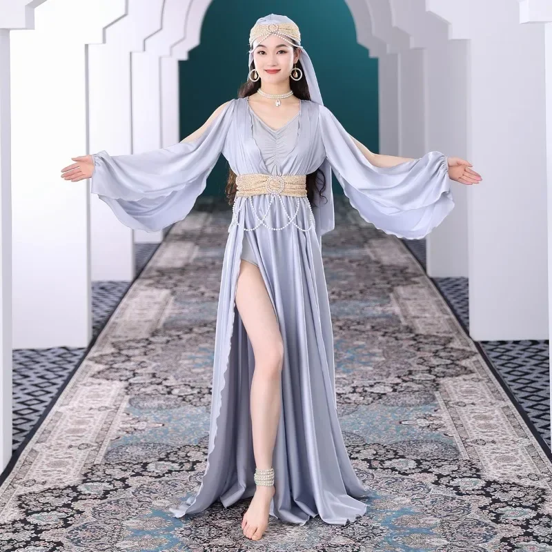 Abito da ballo orientale personalizzato Palazzo di seta Folk Muwashahat Robe Performance Wear Costumi di danza del ventre Set di abbigliamento da ballo Robe