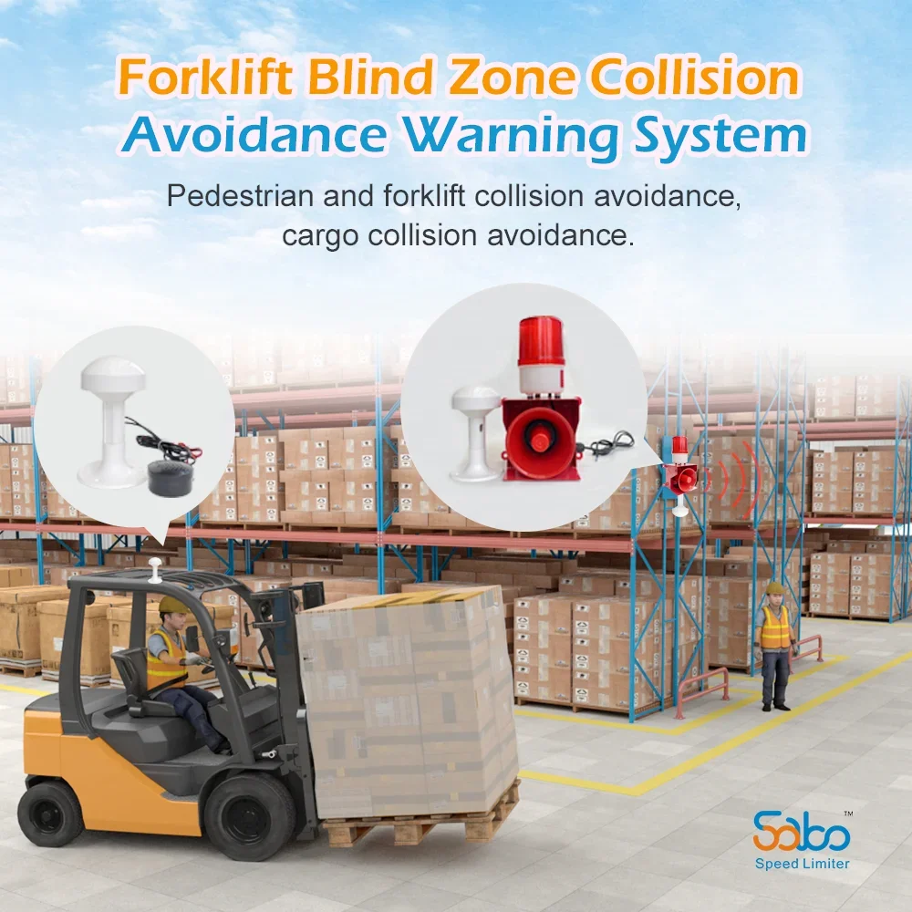 SABO Factory Corner Alert System Forklift Blind Zone Collision Avoidance Warning Safety Driving Monitoring System UWB Algorithm