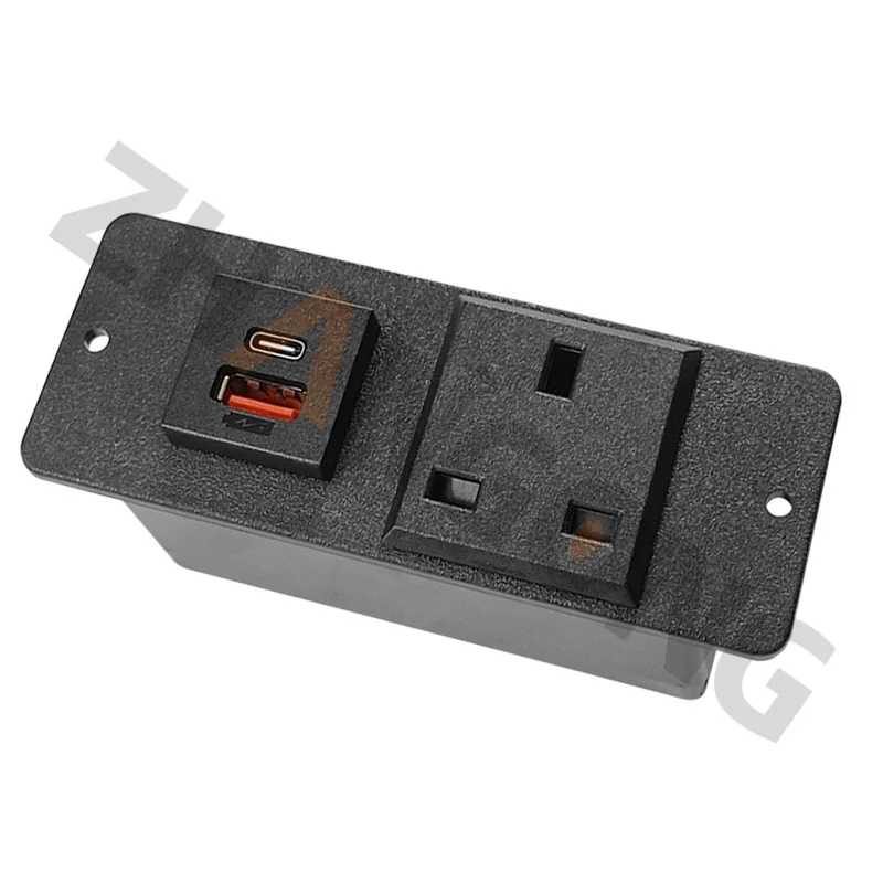 Prese nascoste da tavolo integrate nel regno unito 2 prese 13A 2500W AC110 ~ 260V con 2 prese elettriche per mobili da ufficio USB 5v 2.1A