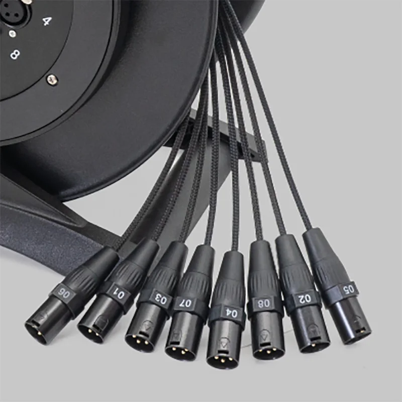 NMBJCKO New 8 Channel 50FT Reel Wind-Up Stage Audio Snake XLR Mic Connectors with 15M