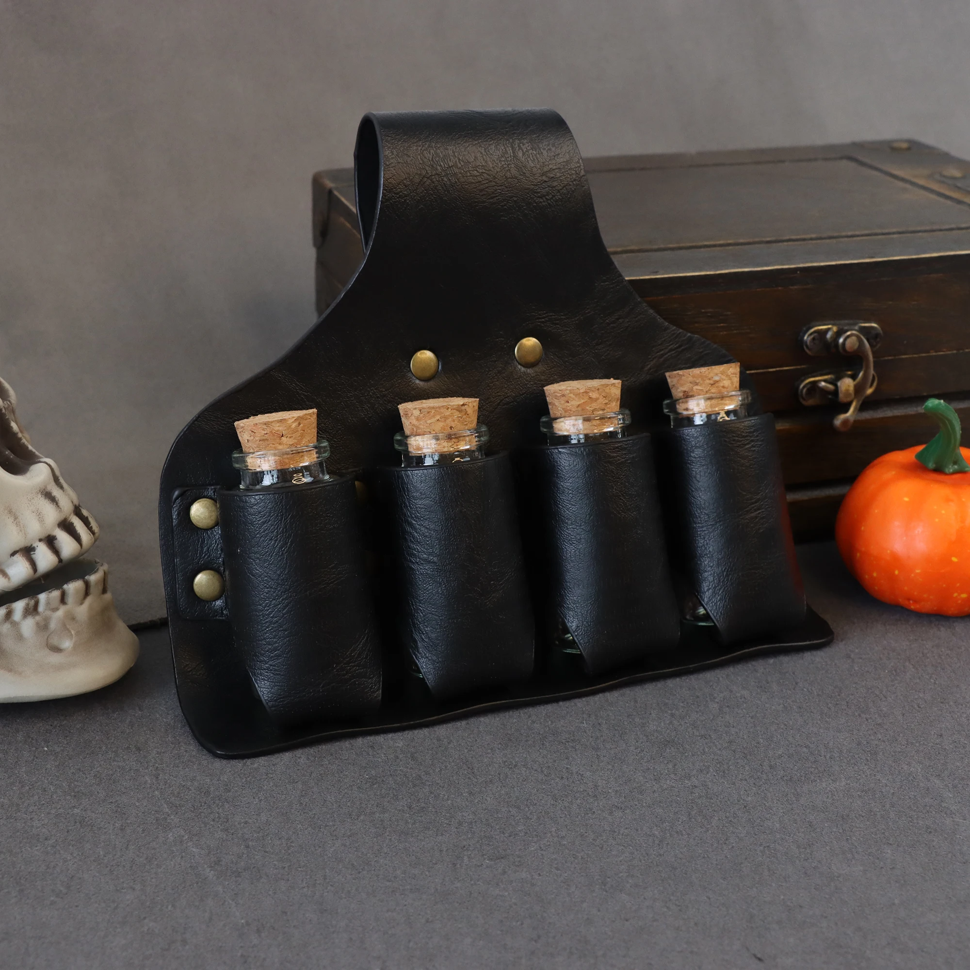 Vintage Renaissance Costume Accessories Belt Parts Potion Bottle Leather Stand Halloween Wizard Cosplay Set